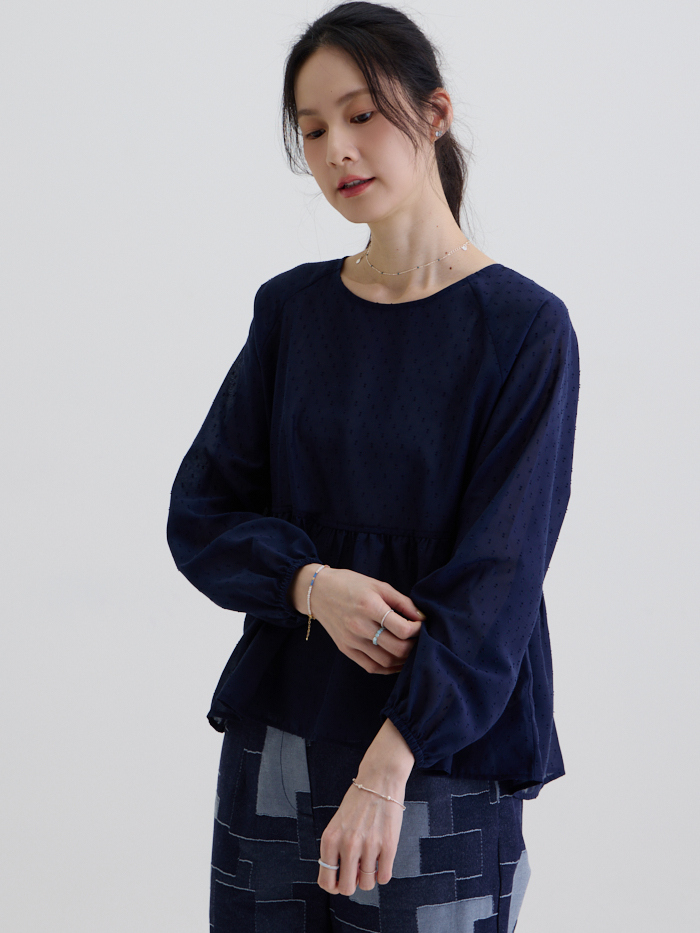 精靈斑點拉克蘭長袖上衣-藏青