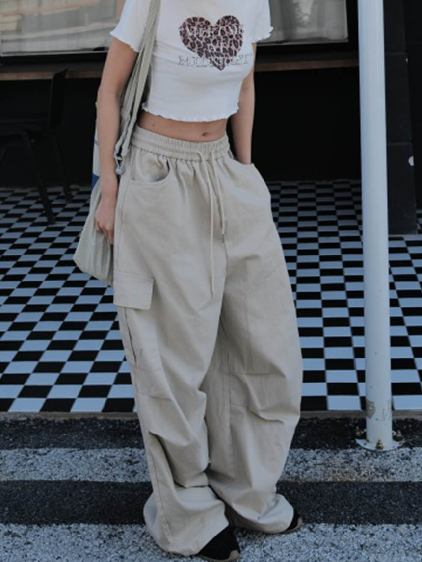 休閒個性闊腿工裝褲*4色