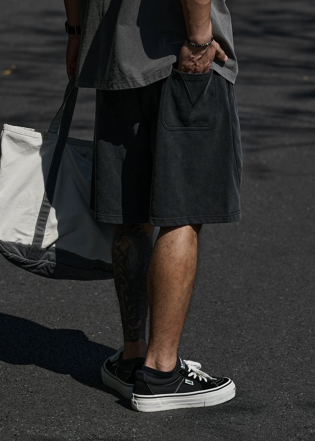 #預購 Broshood 26SS 日系寬鬆 復古沙洗做舊五分褲 兩色