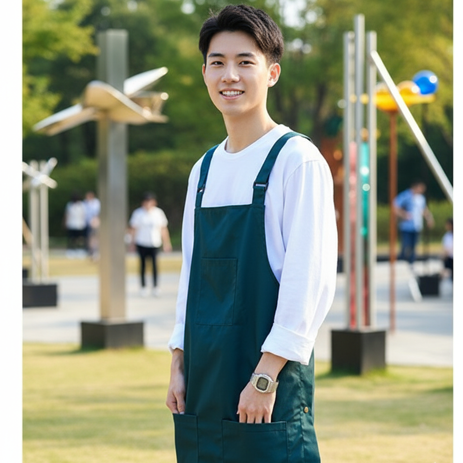 前後包覆文青吊帶圍裙