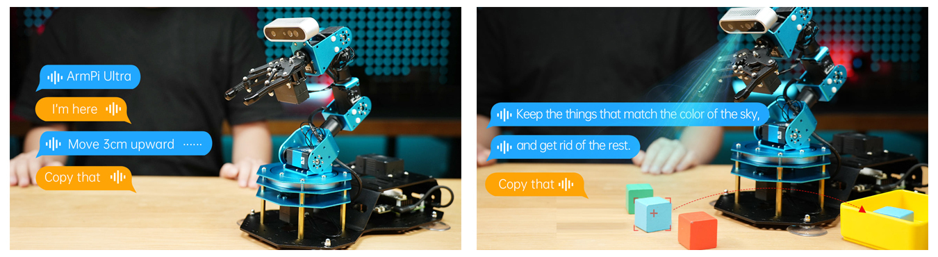樹莓派 Pi 5 AI 視覺辨識 ArmPi Ultra 機械手臂,AI應用,語音/顏色
