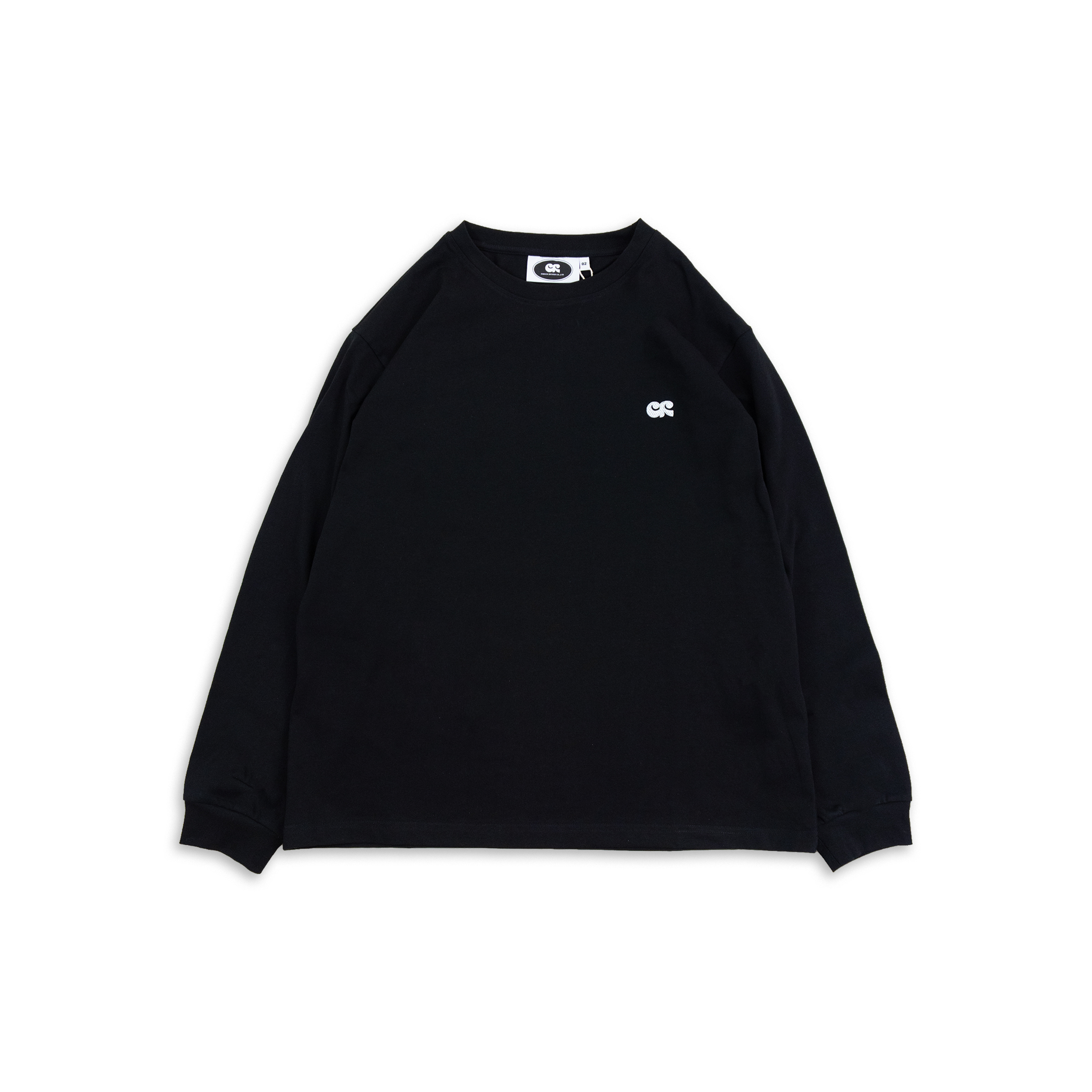 厚磅刺繡Logo長袖 Tee- Black