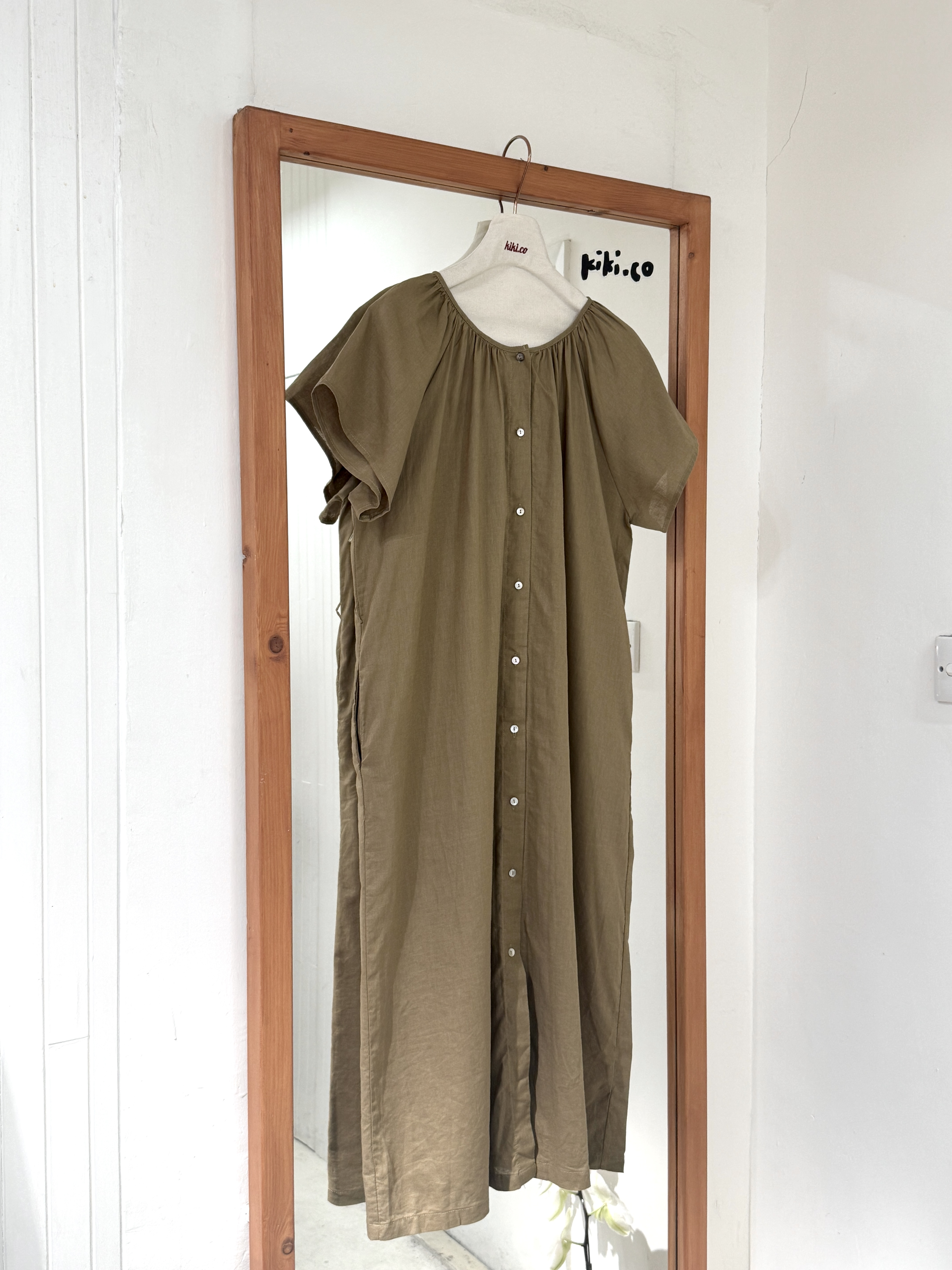 麻質圓領basic全開Onepiece