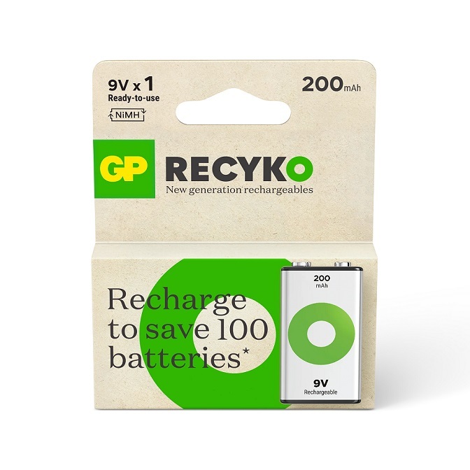 GP ReCyko+ 綠色充電池 200mAh 9V 獨立裝 500300292