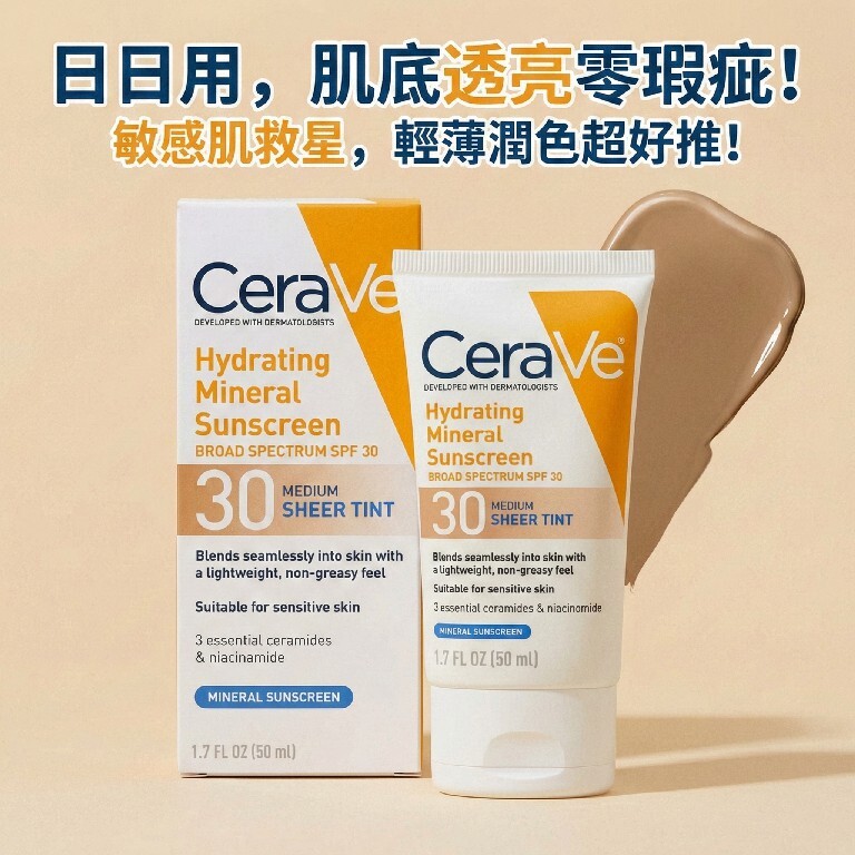 【預購】CERAVE H022507  1.7oz 礦物防曬乳