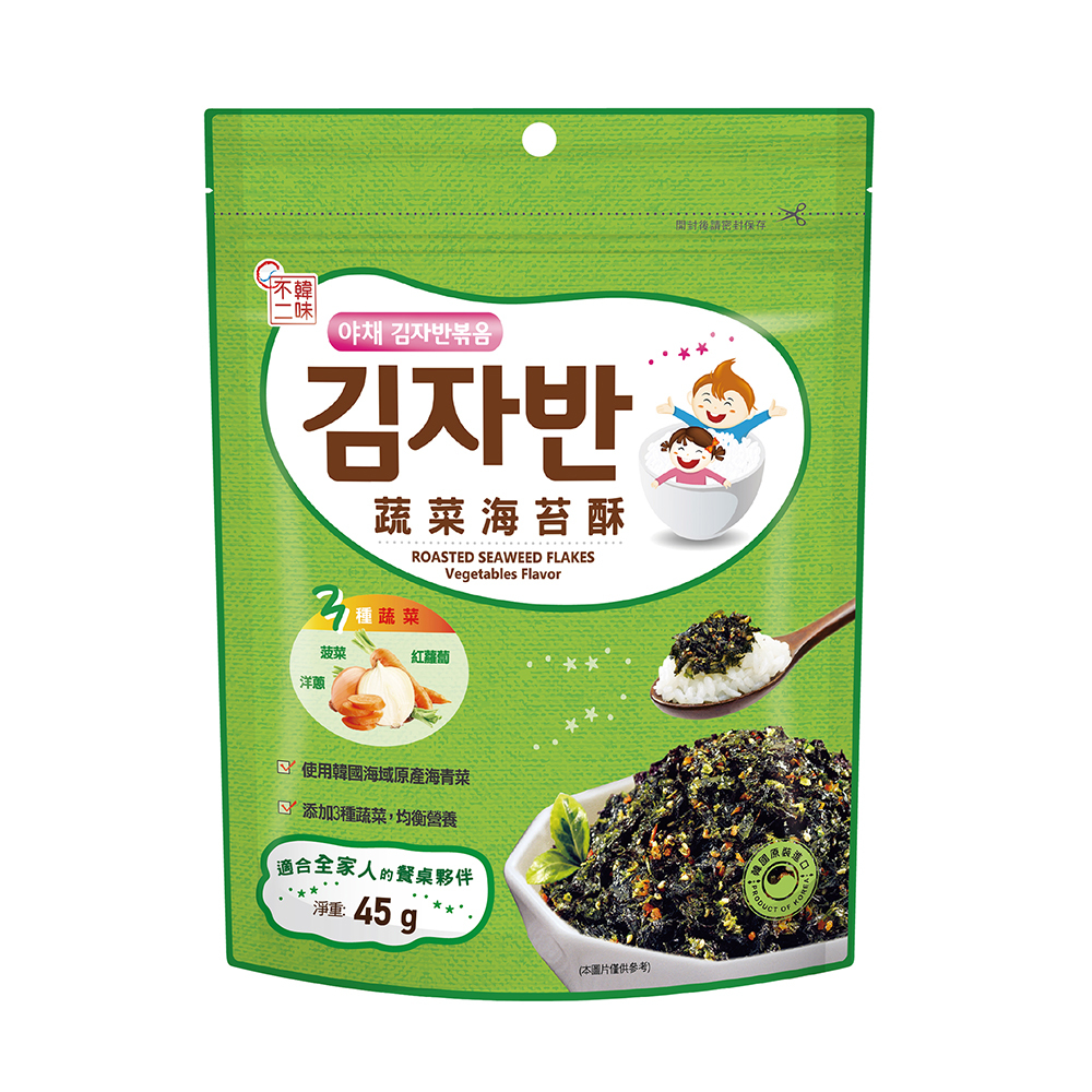 【BK SHOP】韓味不二-蔬菜海苔酥45g (綠袋)
