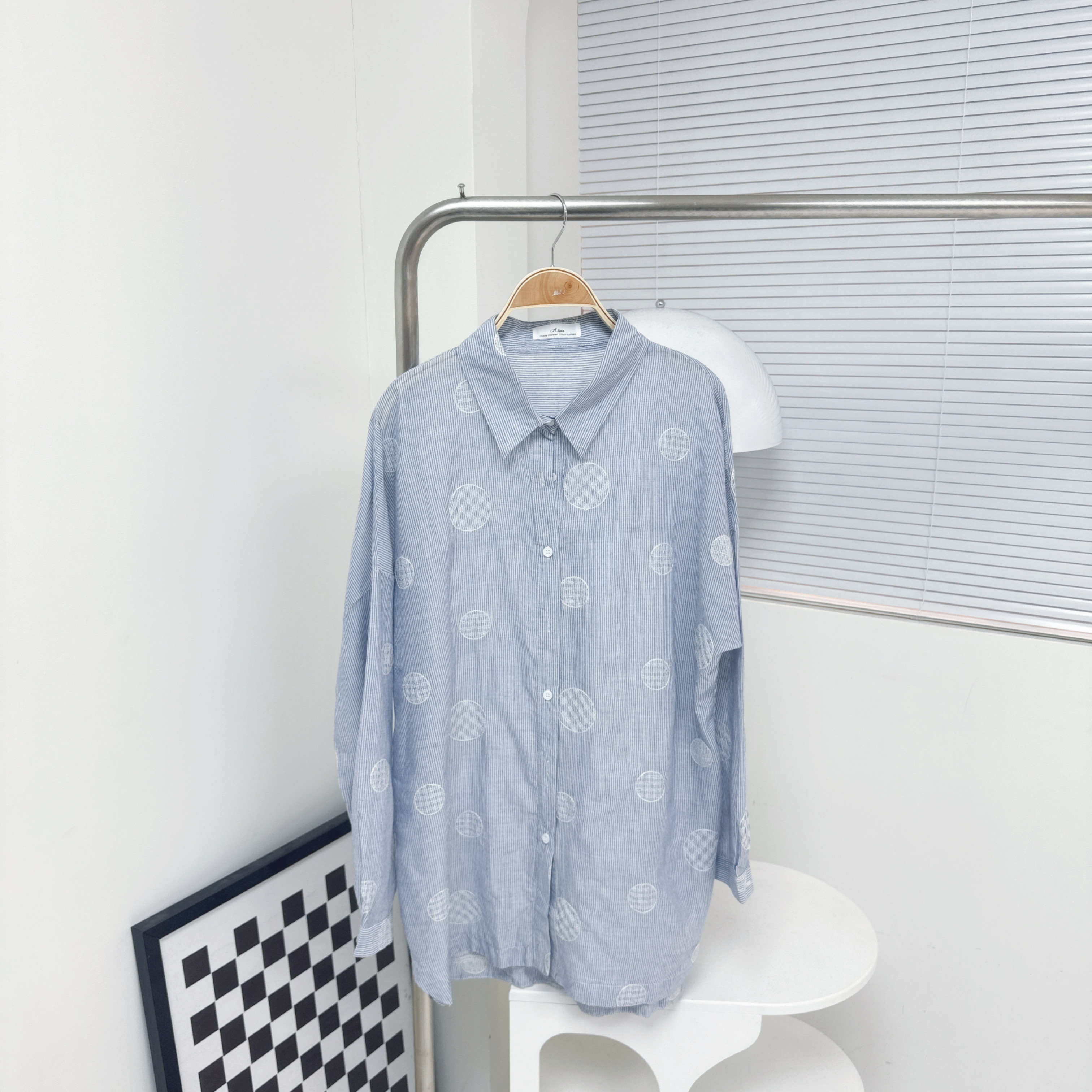 【廠家制】條子車線長恤衫