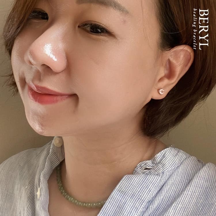 巴西天然粉晶純銀鍍玫瑰金耳環(一對)