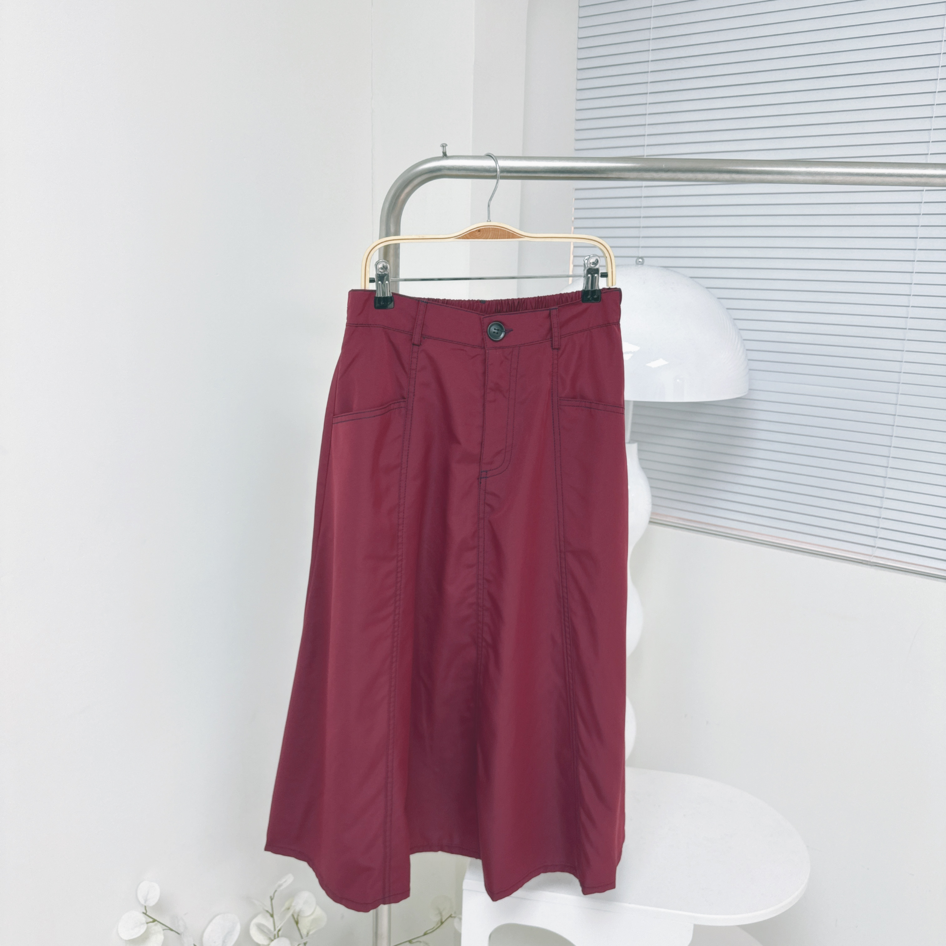 【廠家制】後橡筋腰車線半裙