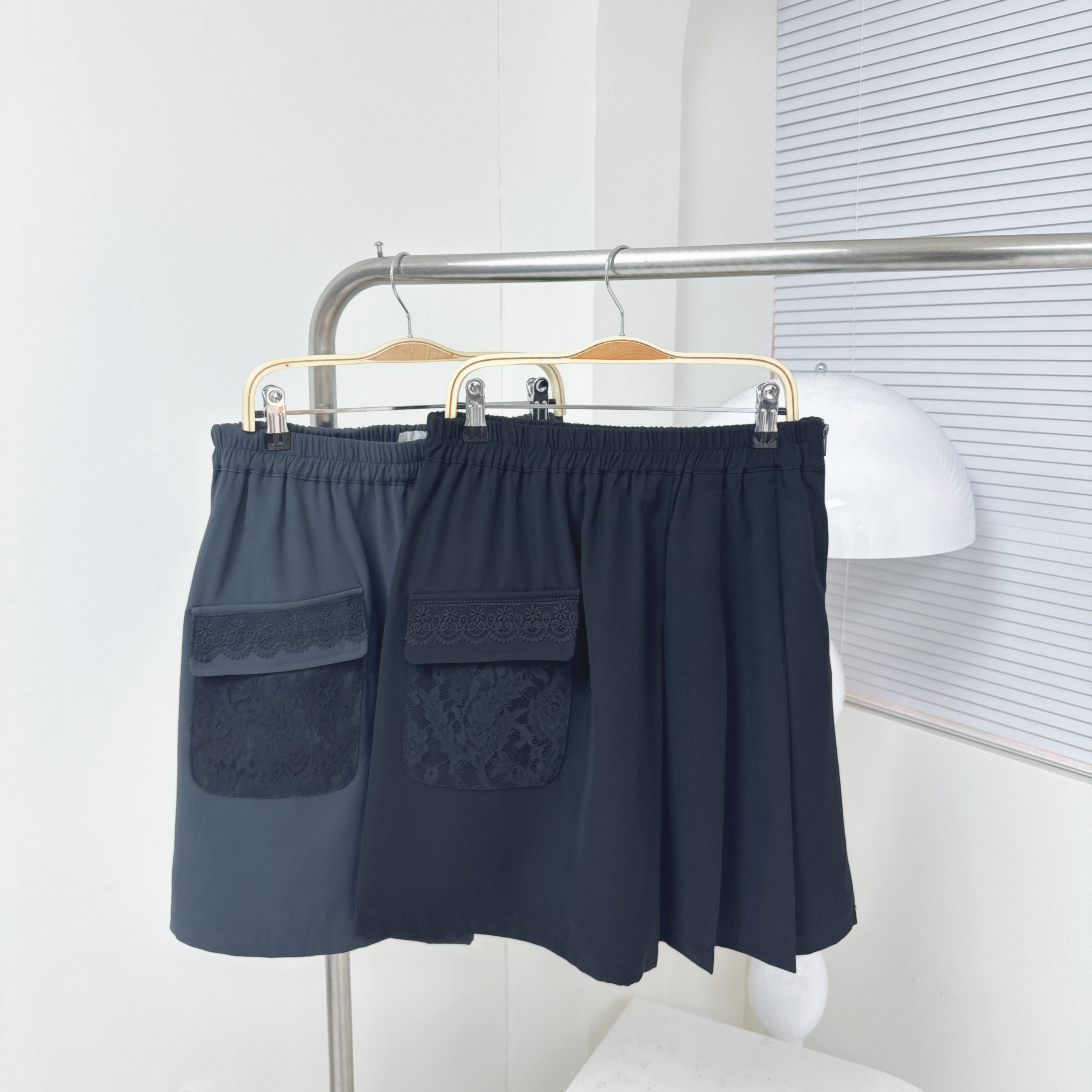 【廠家制】後拉鏈Lace袋短裙褲