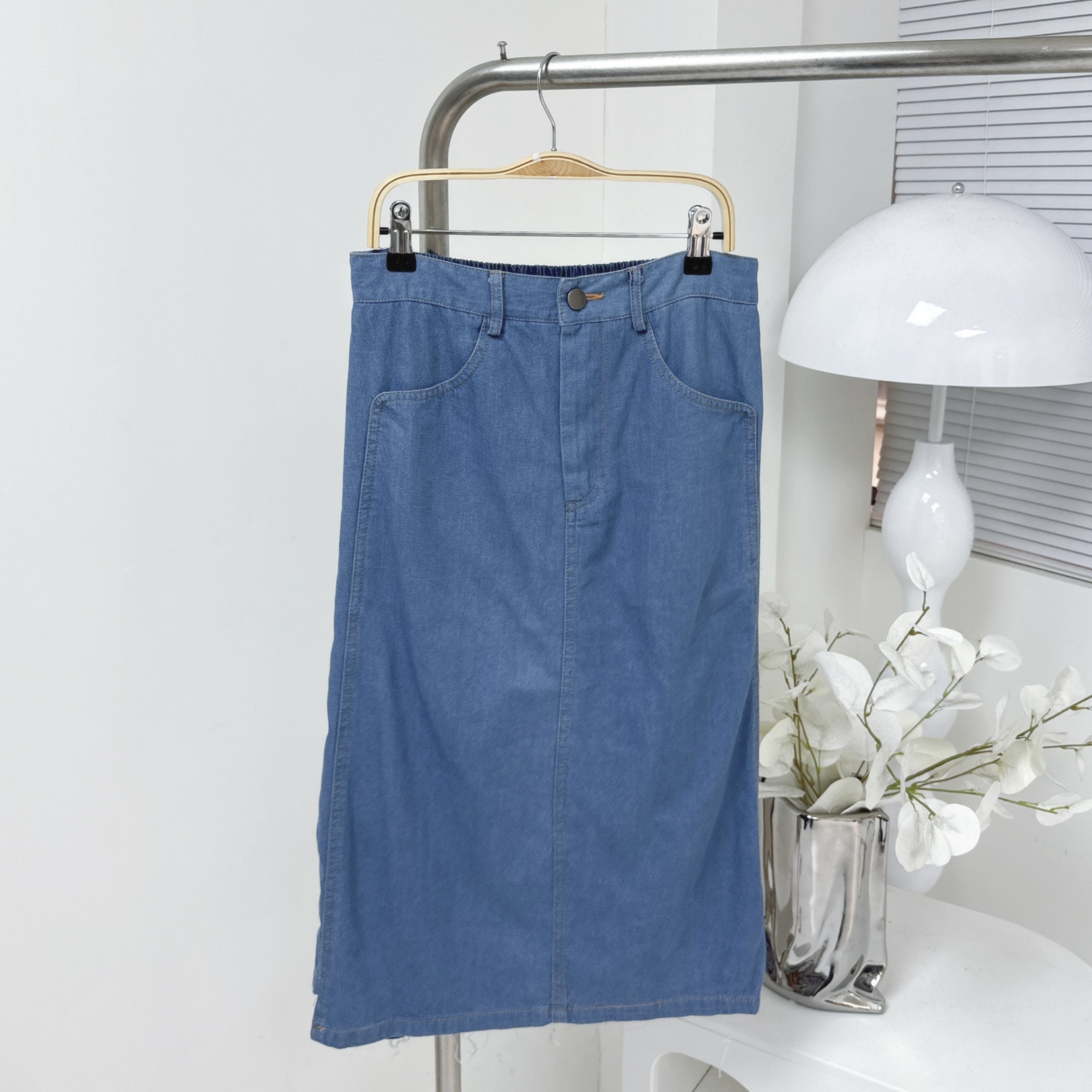 【廠家制】前後拼色牛仔半裙