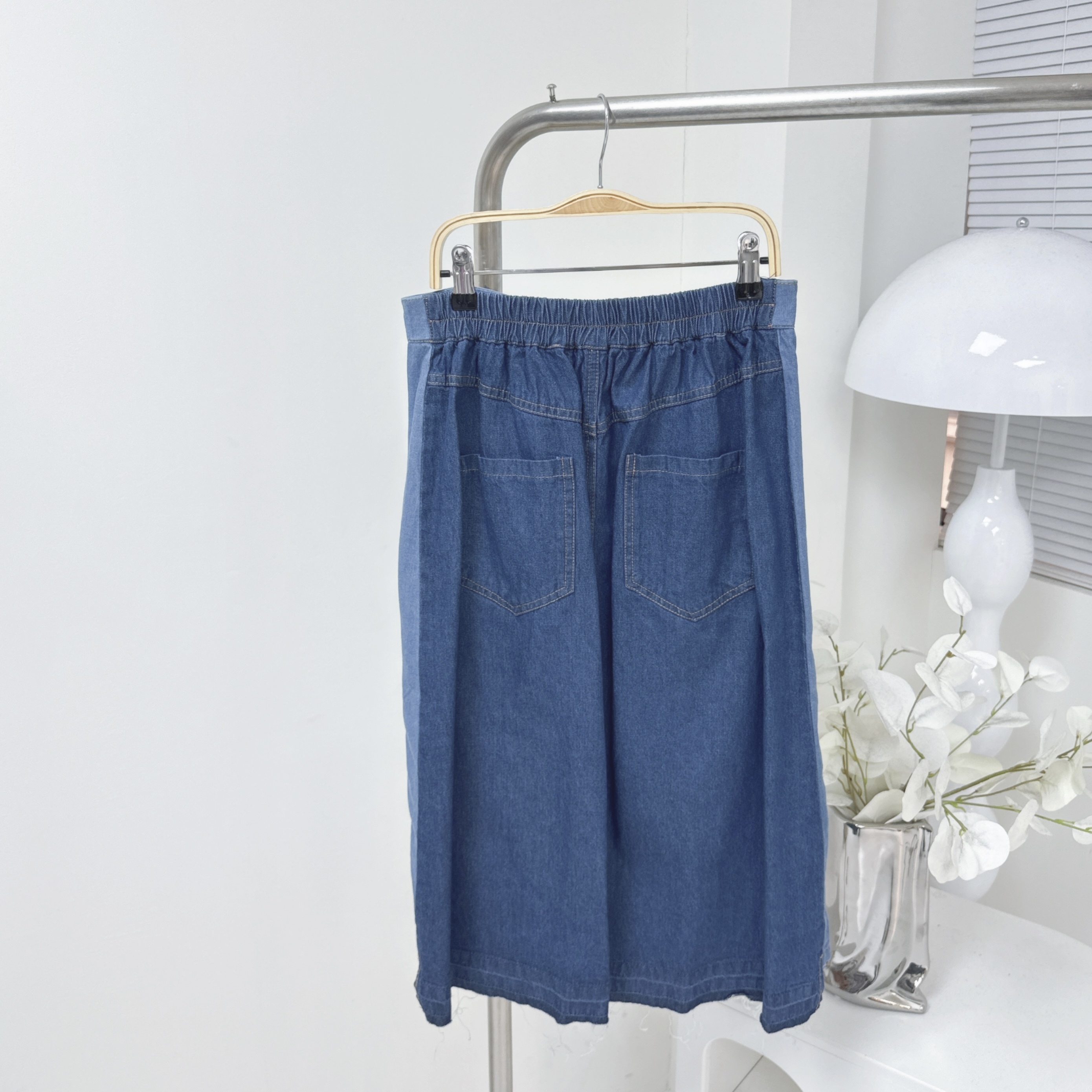 【廠家制】前後拼色牛仔半裙