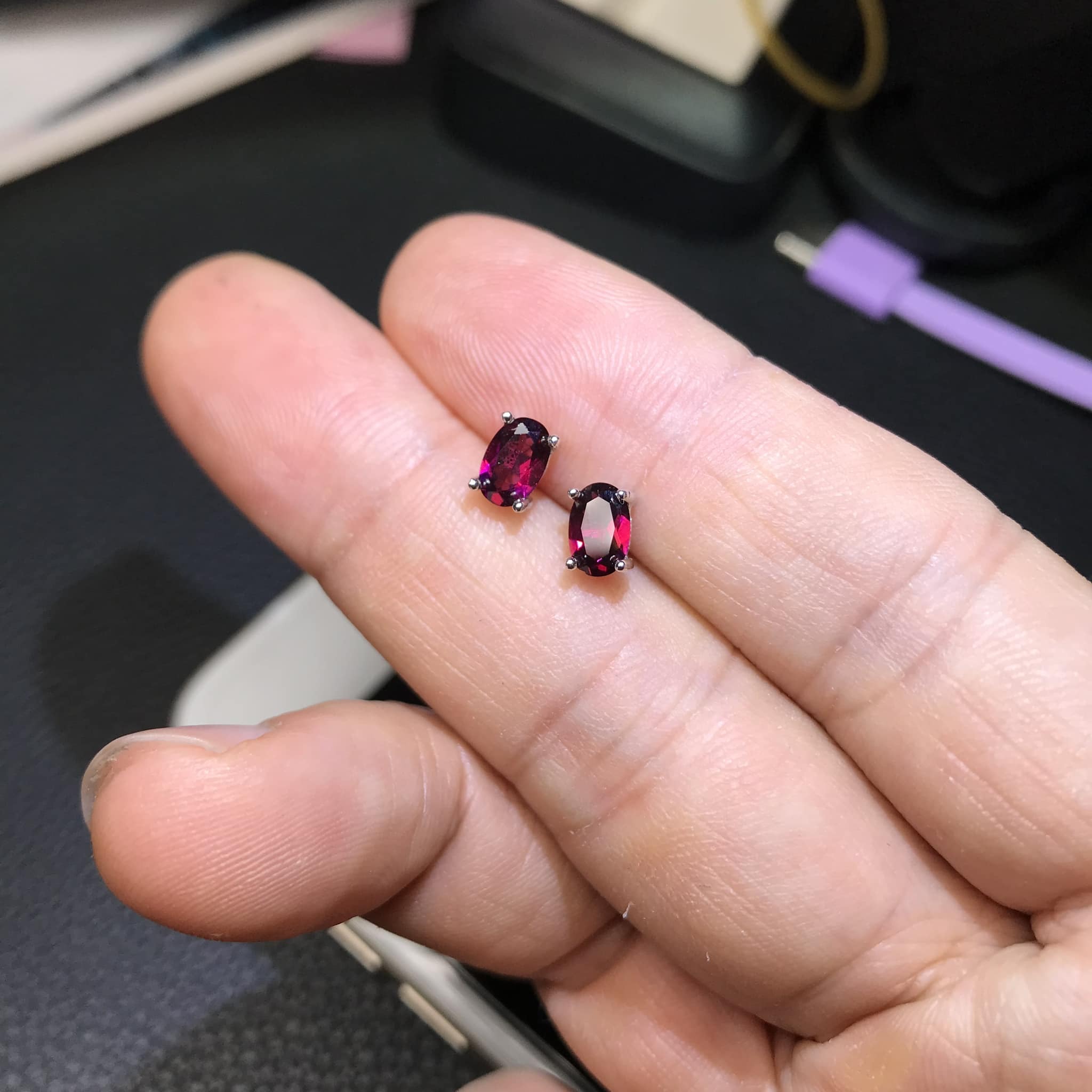 巴西玻璃體紫牙烏純銀耳環(一對)