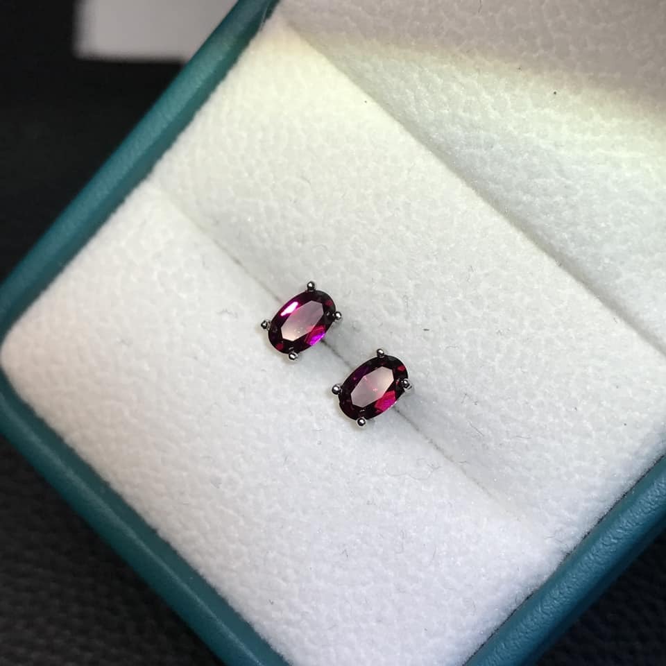 巴西玻璃體紫牙烏純銀耳環(一對)