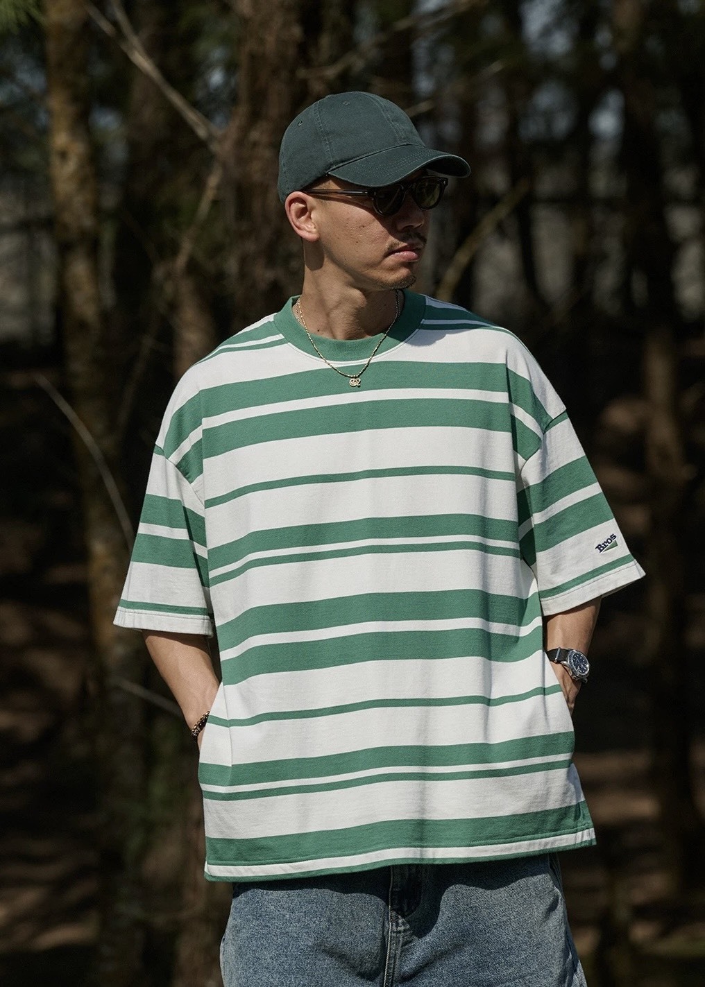 #預購 Broshood 26SS 日系寬鬆 條紋雙插袋 重磅廓型休閒上衣 兩色