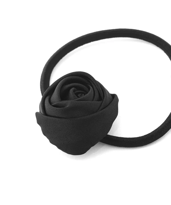 [現貨] ANEMONE 緞面玫瑰髮圈 黑