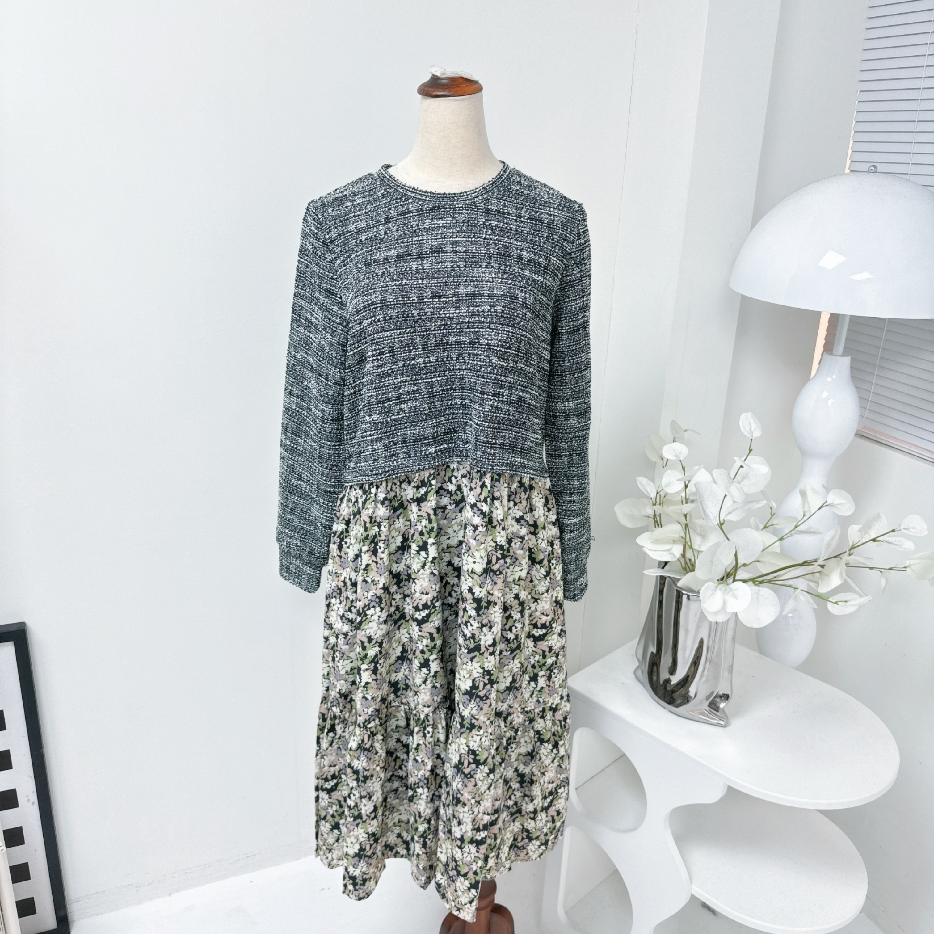 【廠家制】TWEED拼印花長袖OPS