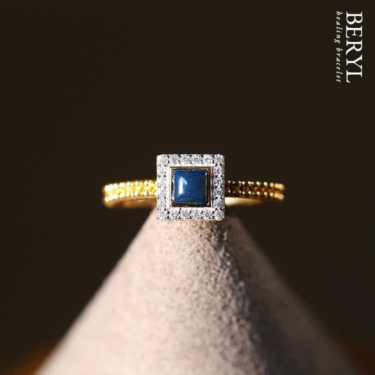 多明尼加賺四方多米藍珀純銀戒