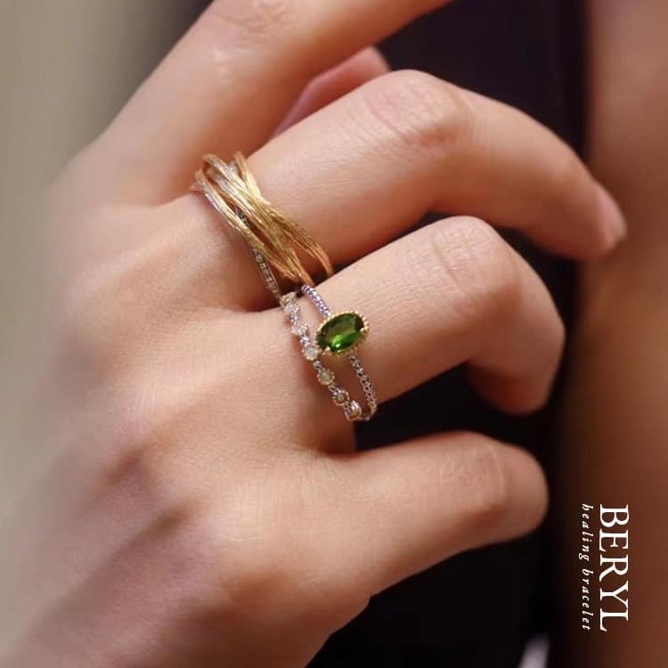 天然透輝石純銀戒(活圍)