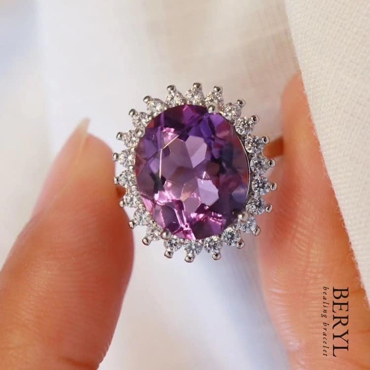烏拉圭天然紫水晶純銀戒(活圍)