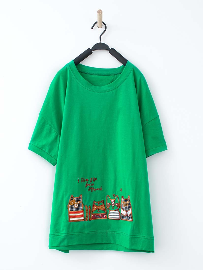 貓咪家族拼布童趣上衣(4色)