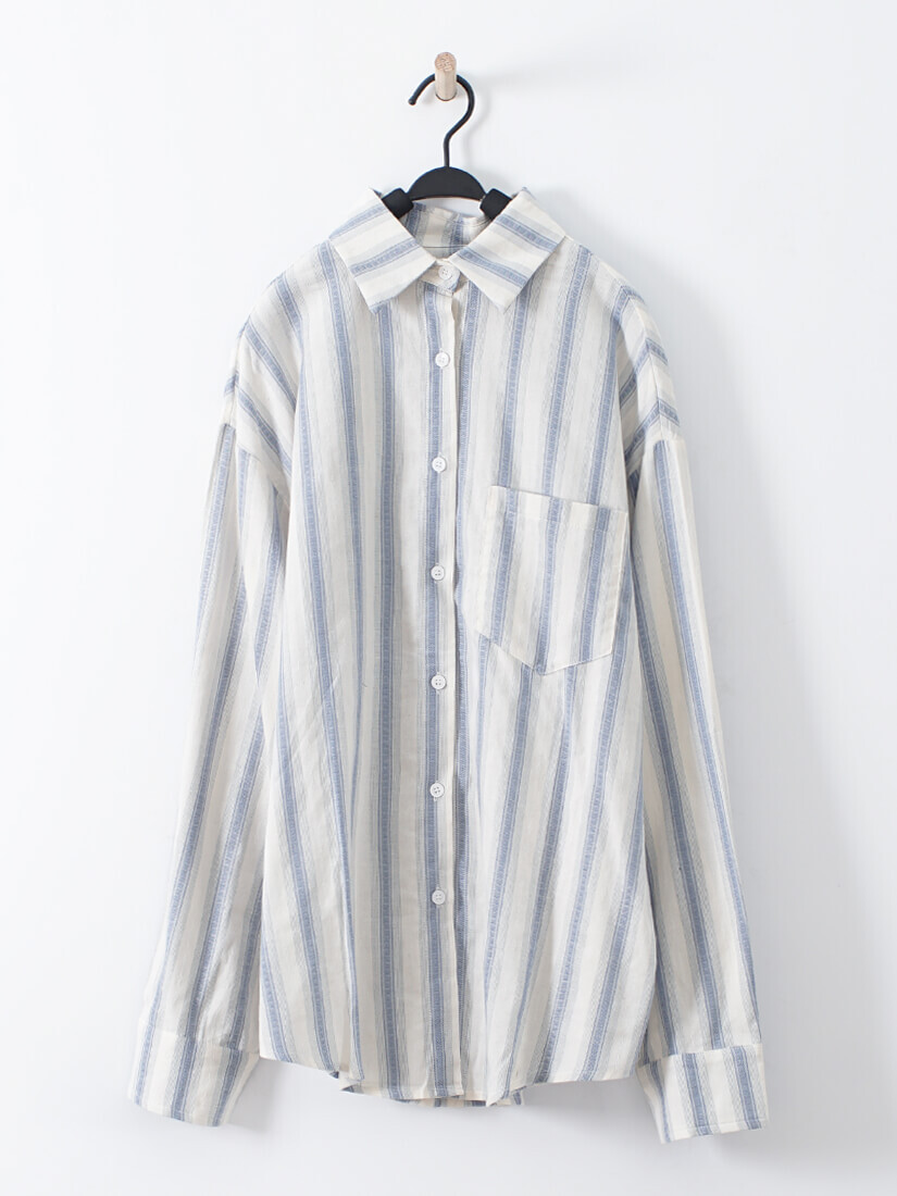 復古風提織條紋襯衫(3色)