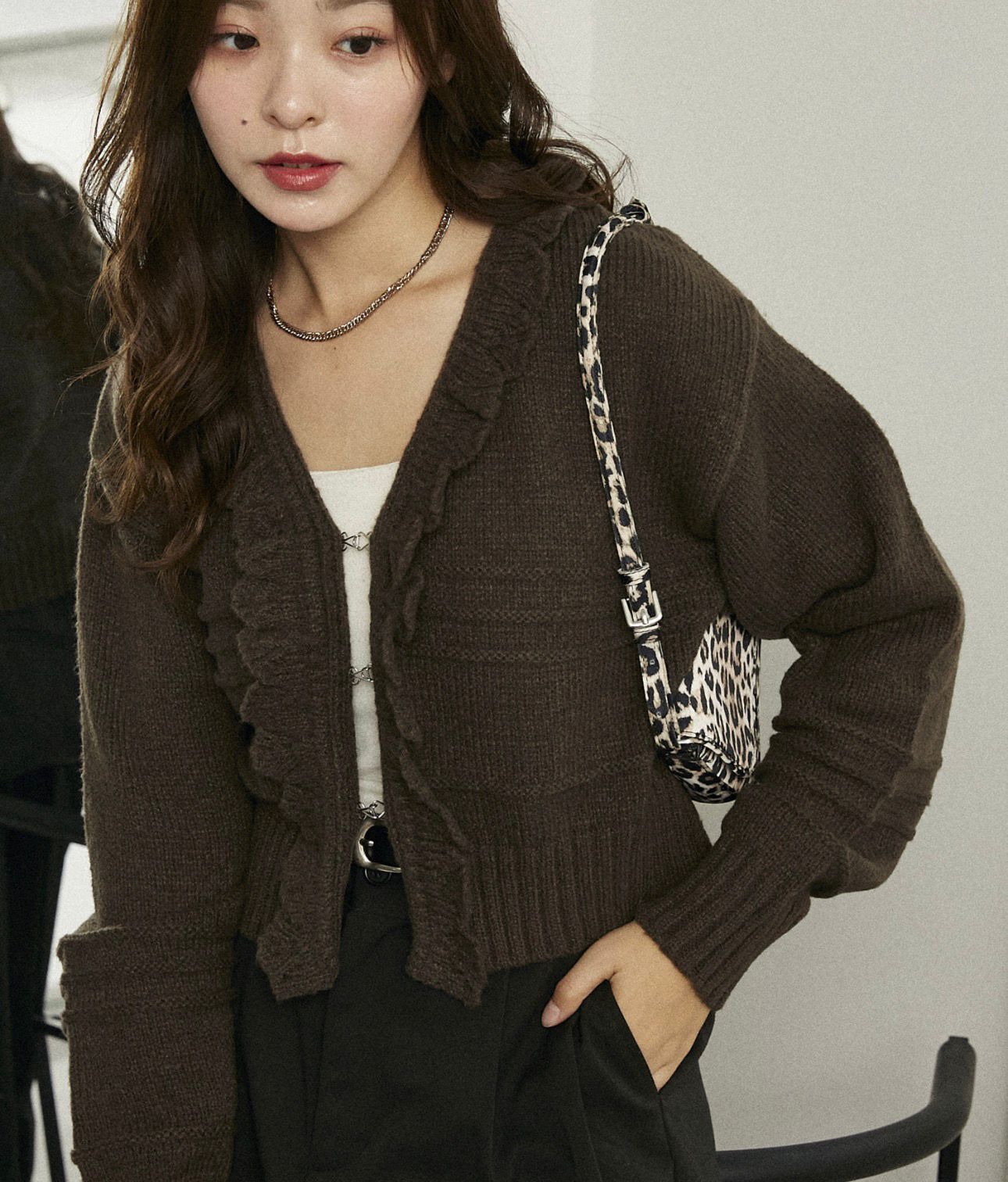 【預購】JN022503 PUBLUX 溫柔系波浪邊針織外套