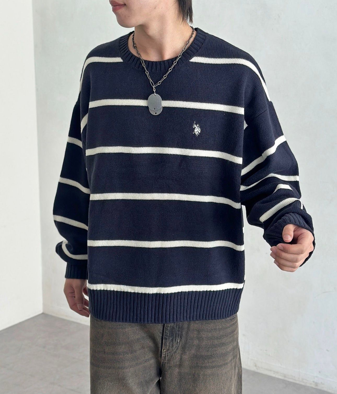 【預購】JN022504 U.S. POLO ASSN. 寬鬆刺繡針織毛衣