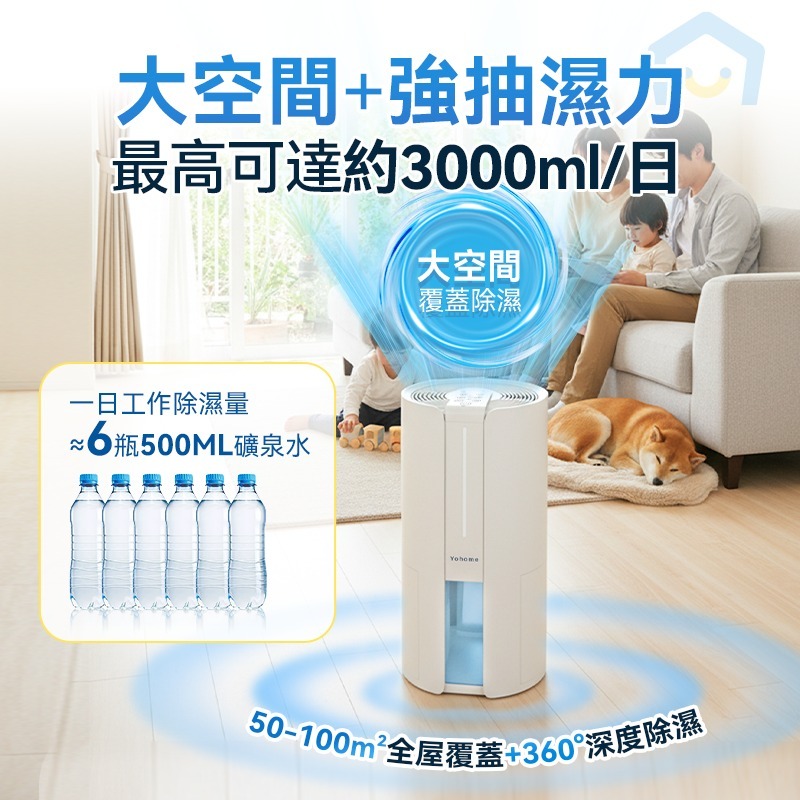 日本Yohome 轉輪式Dual-Dry專利四季控濕暖風乾衣4L大空間抽濕機| 原裝行貨一年保養