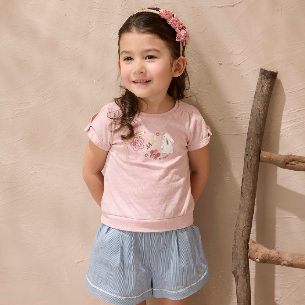 PIPPY 百搭優雅彈性棉鬆緊腰圍褲裙 藍