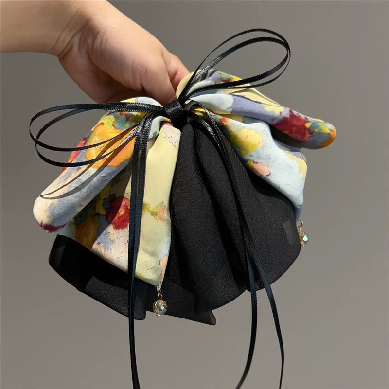 Colorful Oil Painting Bow Retro Luxury Ponytail Hair Claw