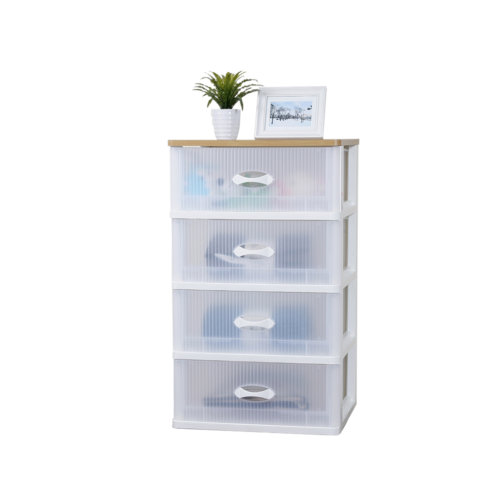 《真心良品》KEYWAY聯府 清雅木頂板加寬4抽收納櫃(附輪)138L-1入