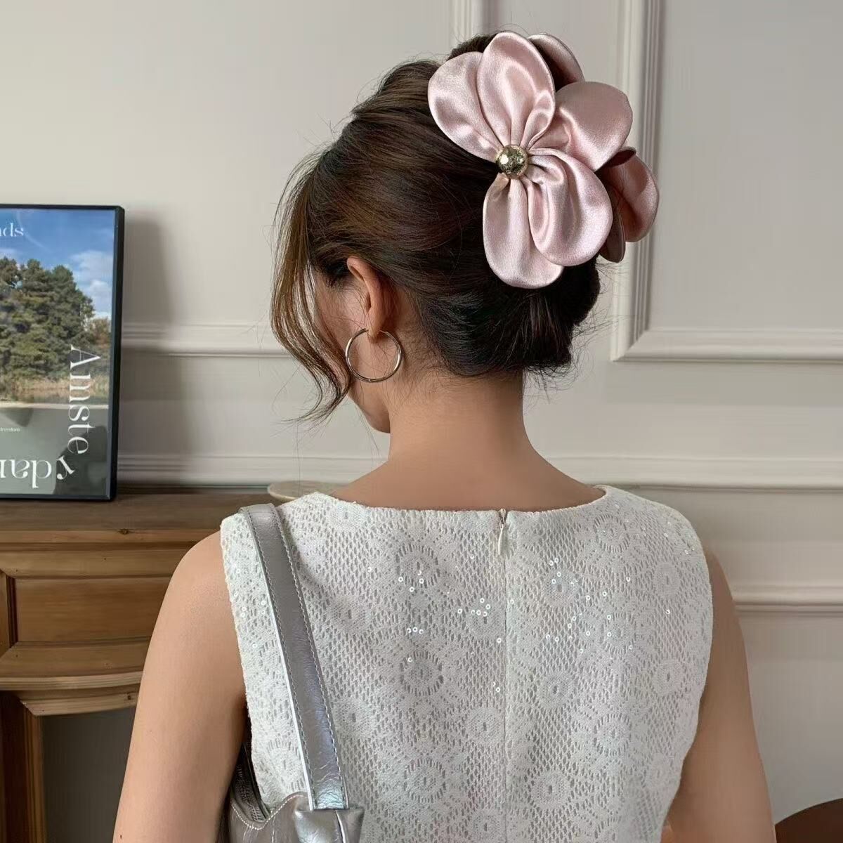 Satin Shiny 3D Petal Hair Claw