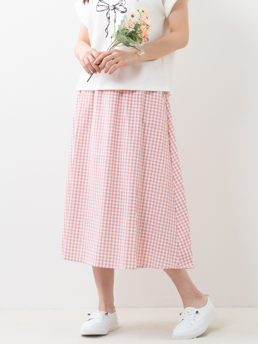 經典復古格紋斜口袋A字裙