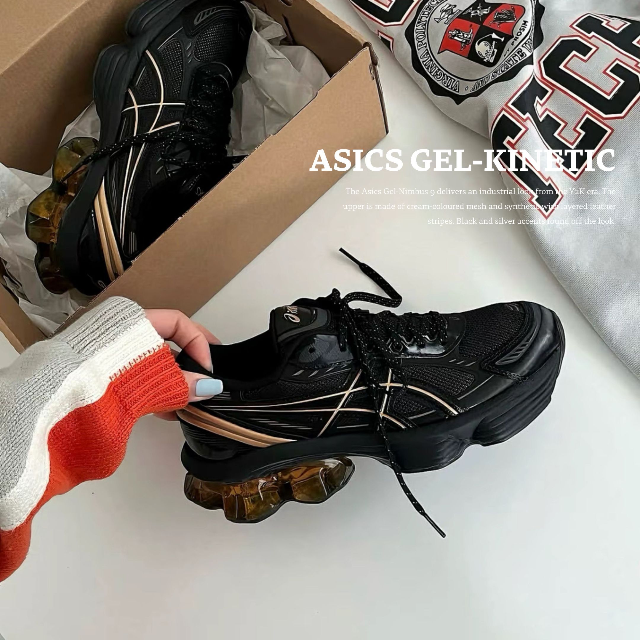 NICEDAY 代購 Asics GEL-KINETIC FLUENT 黑金 黑 黑魂 黑銀 機能 慢跑 復古 1203A591-001
