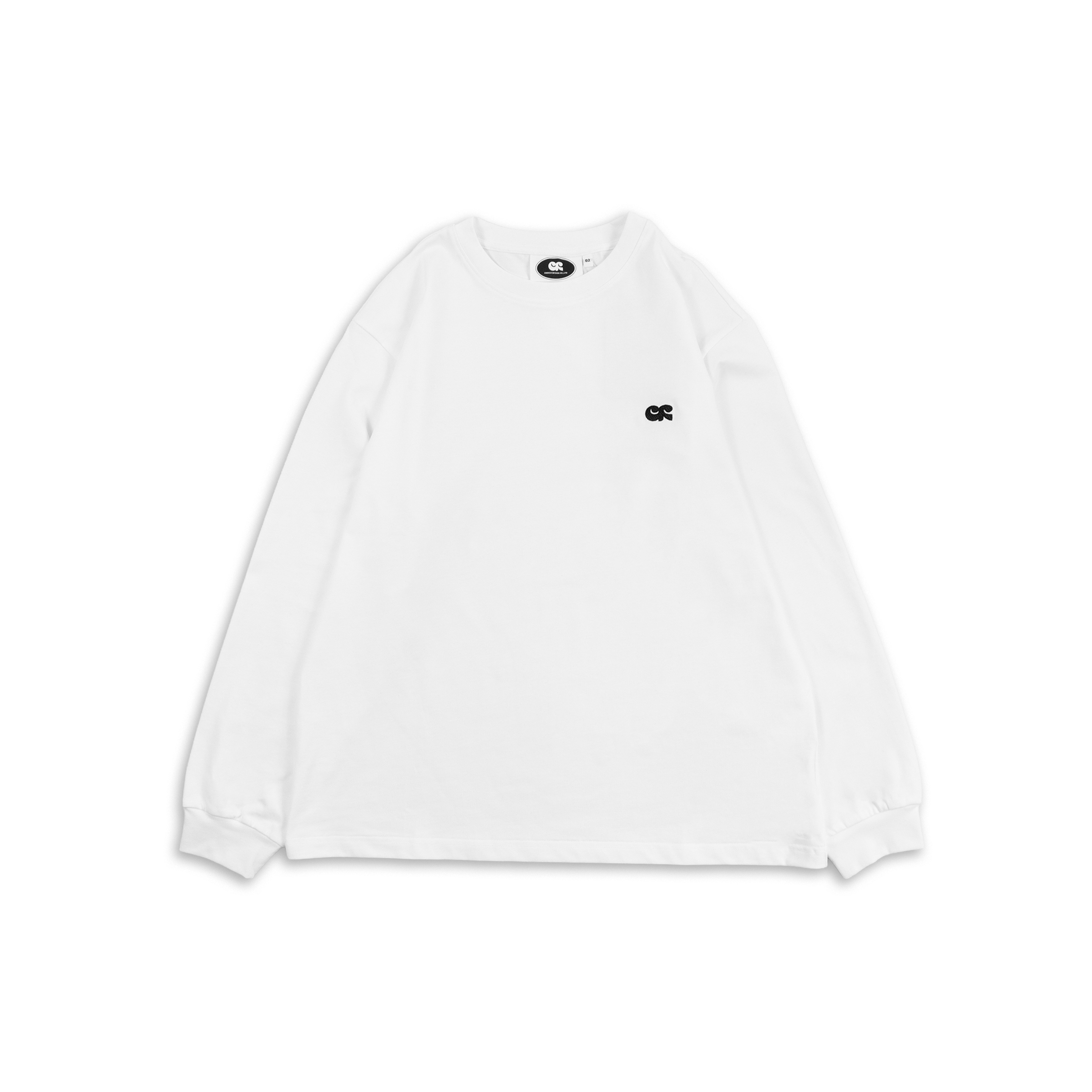 厚磅刺繡Logo長袖 Tee - White