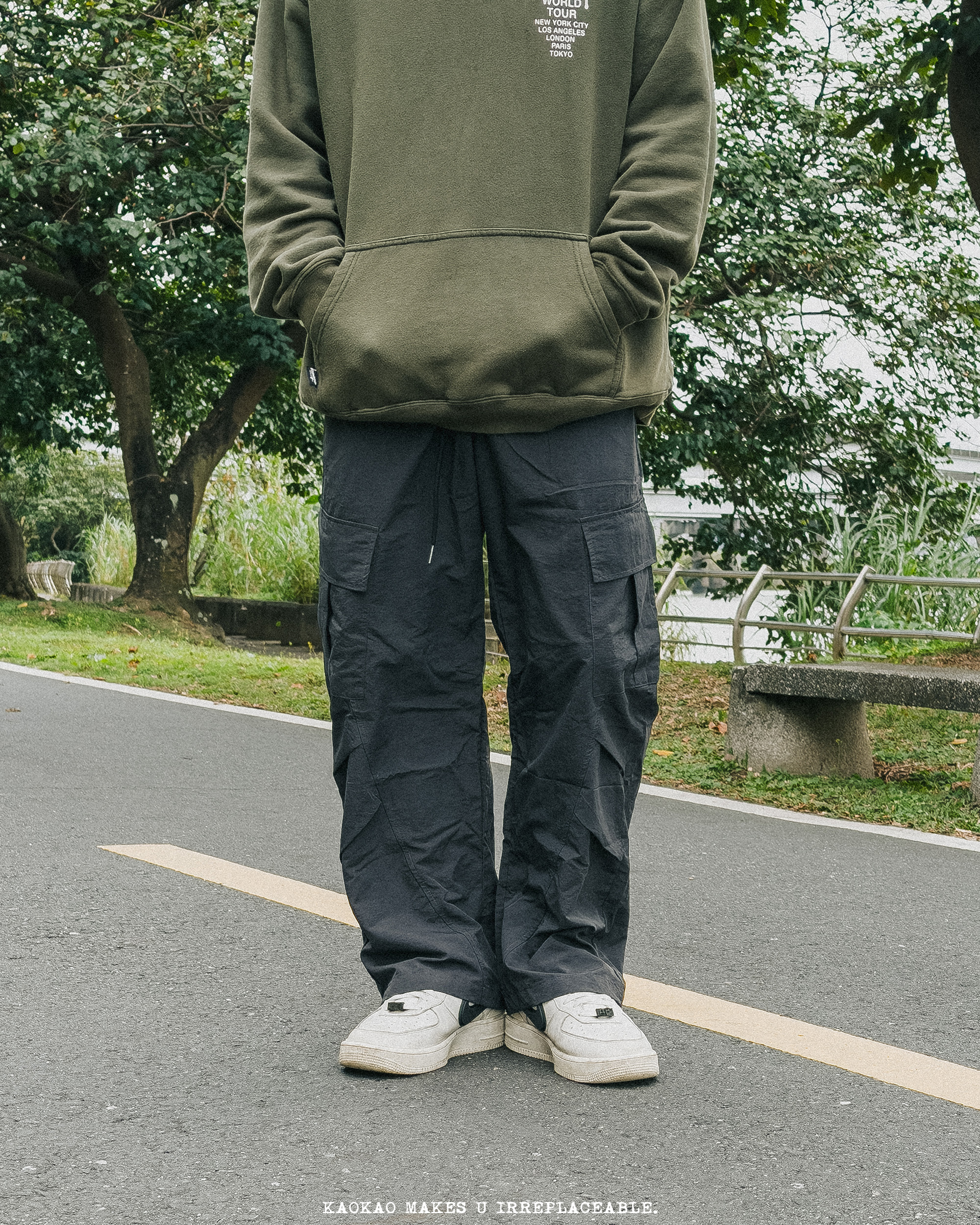 NATURE 美式 山系 衝鋒 褶皺 寬鬆 直筒褲