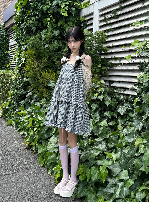 JP1206｜日本直送.ᐟ.ᐟ 可愛女生必入格仔連身蛋糕裙🍰◝♡