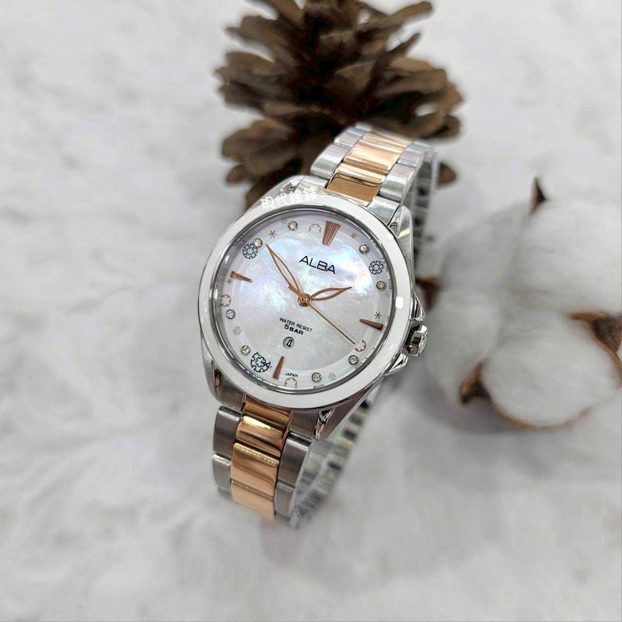【ALBA 雅柏】松果雪花-晶鑽妹妹 VJ22-X435KS 33mm 現代鐘錶