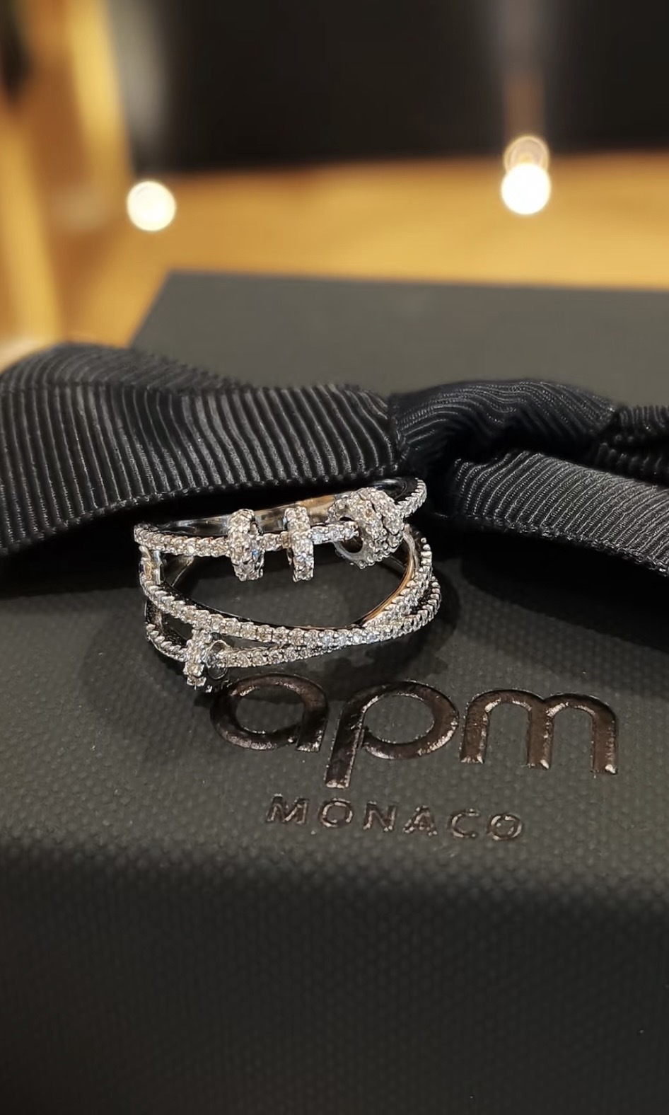 apm monaco Croisette 三圈戒指配滑動戒指 銀白色