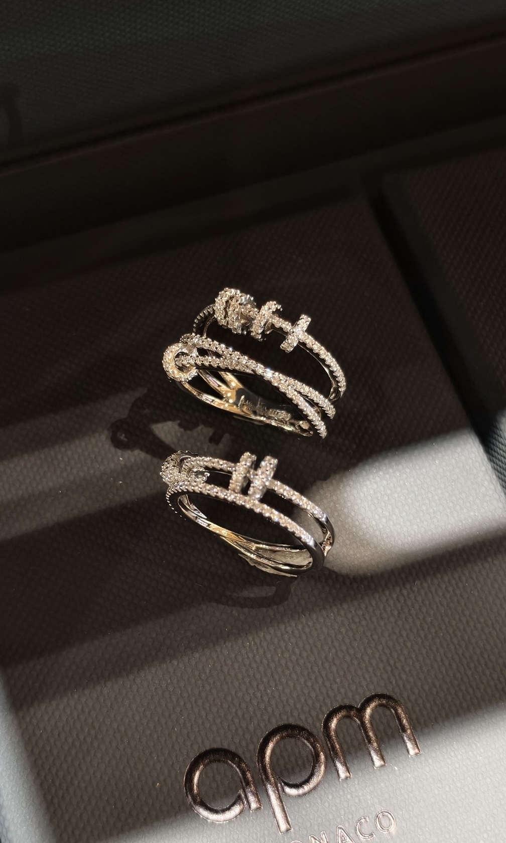 apm monaco Croisette 三圈戒指配滑動戒指 銀白色