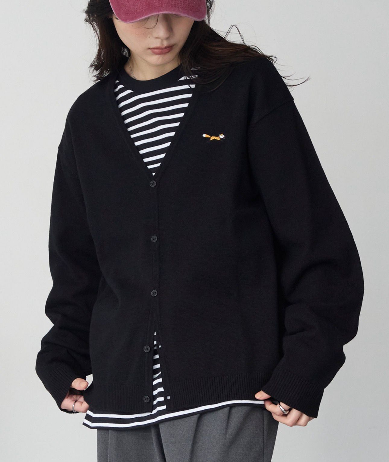 【預購】JN022505 Penneys 小狐刺繡 V 領針織開襟衫