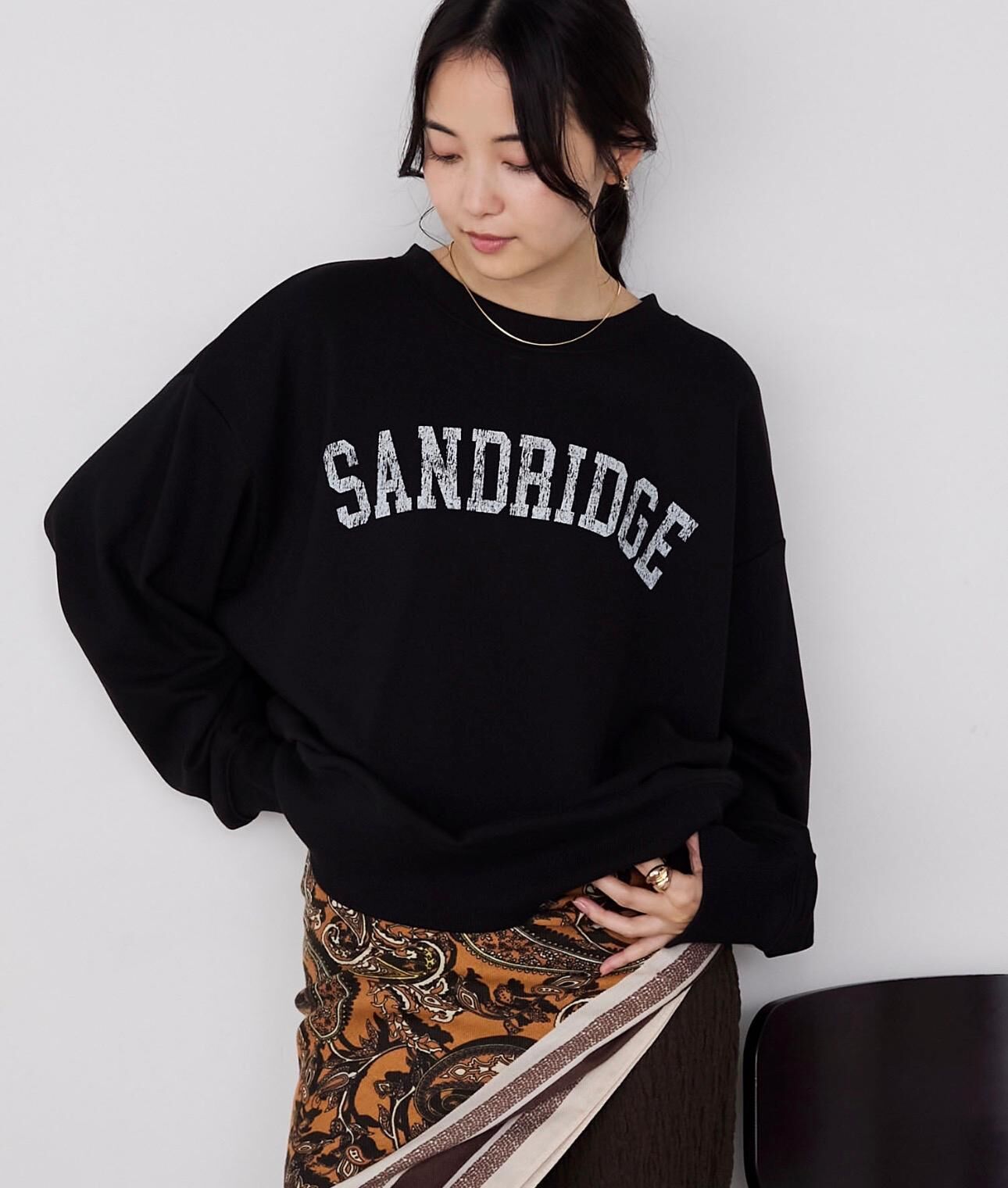 【預購】JN022506 forksy. 復古風大 LOGO 寬鬆大學長袖上衣