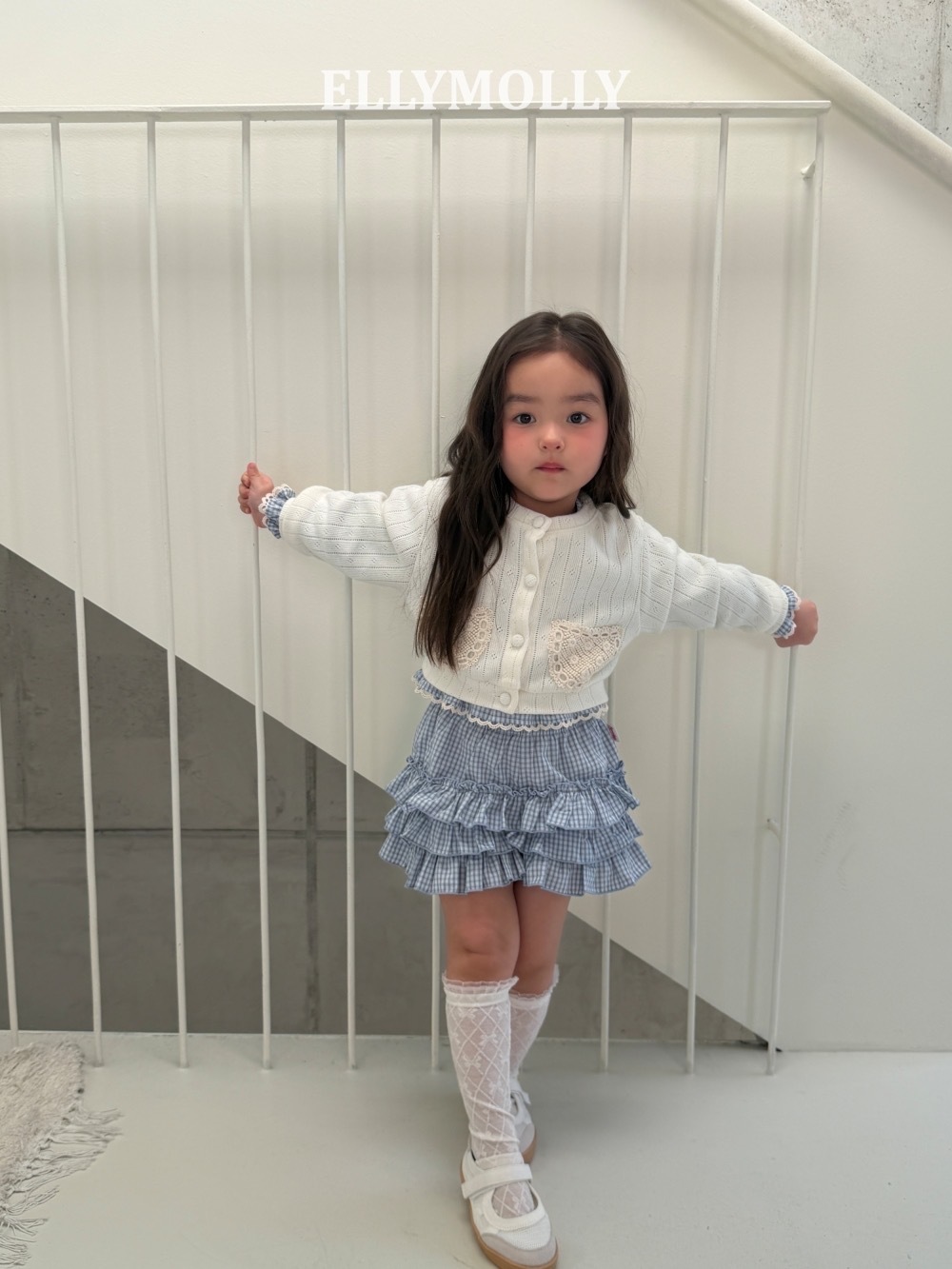 Ellymolly 蕾絲口袋排釦開衫 / 3色