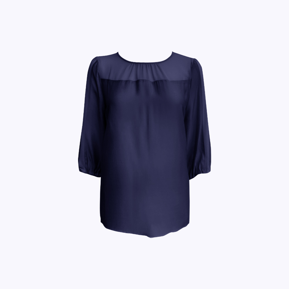 柔霧縲縈拼接七分袖上衣