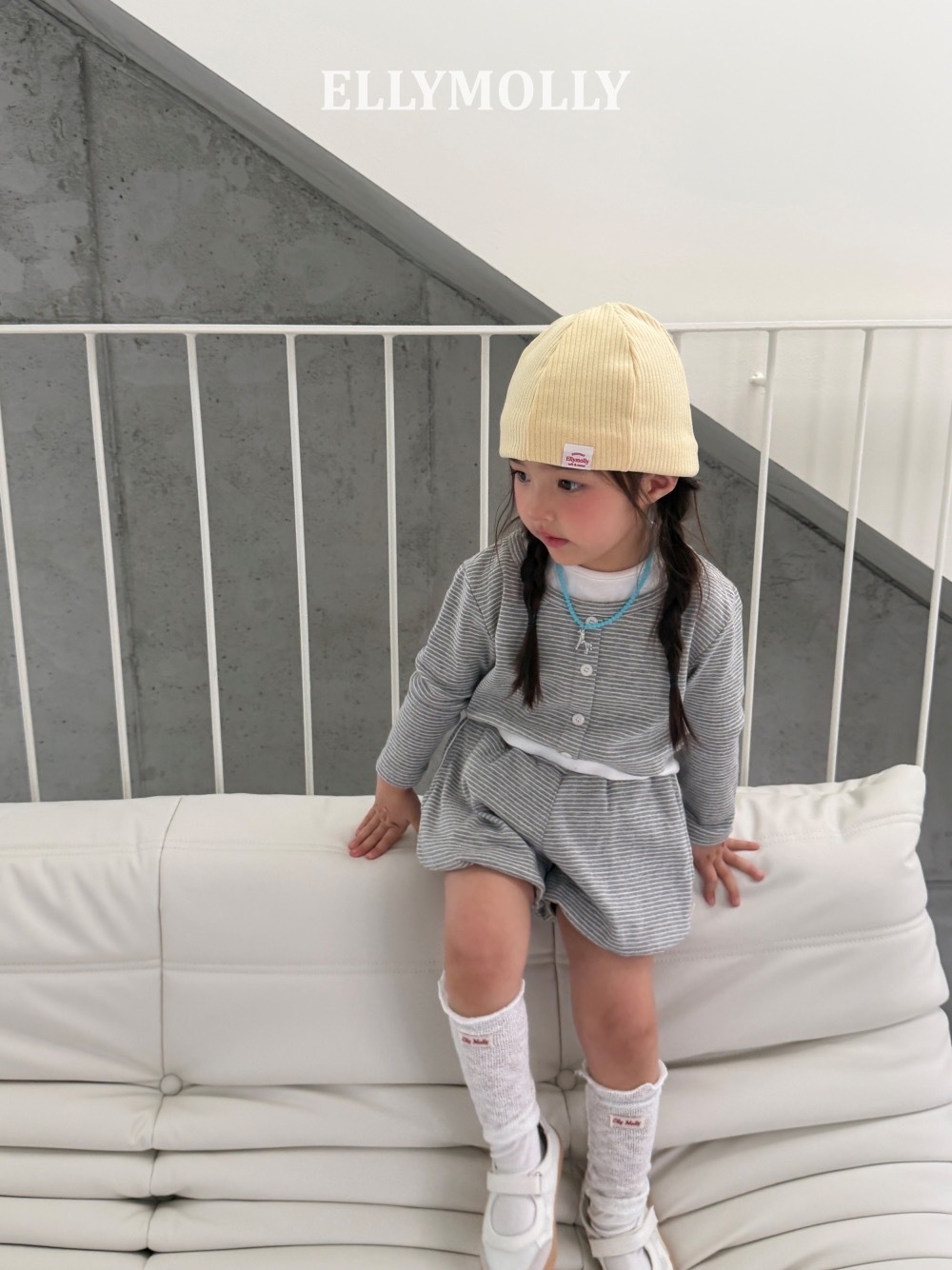 Ellymolly 條紋拼色花苞褲 / 2色