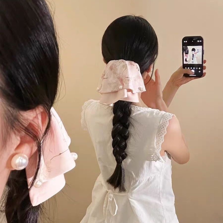 New Chinese Style Elegant Satin Pearl Ponytail Hair Claw Clip