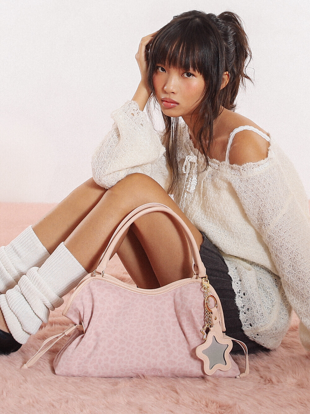 BAD BLUE Mini Washed Leopard Dimsum Bag