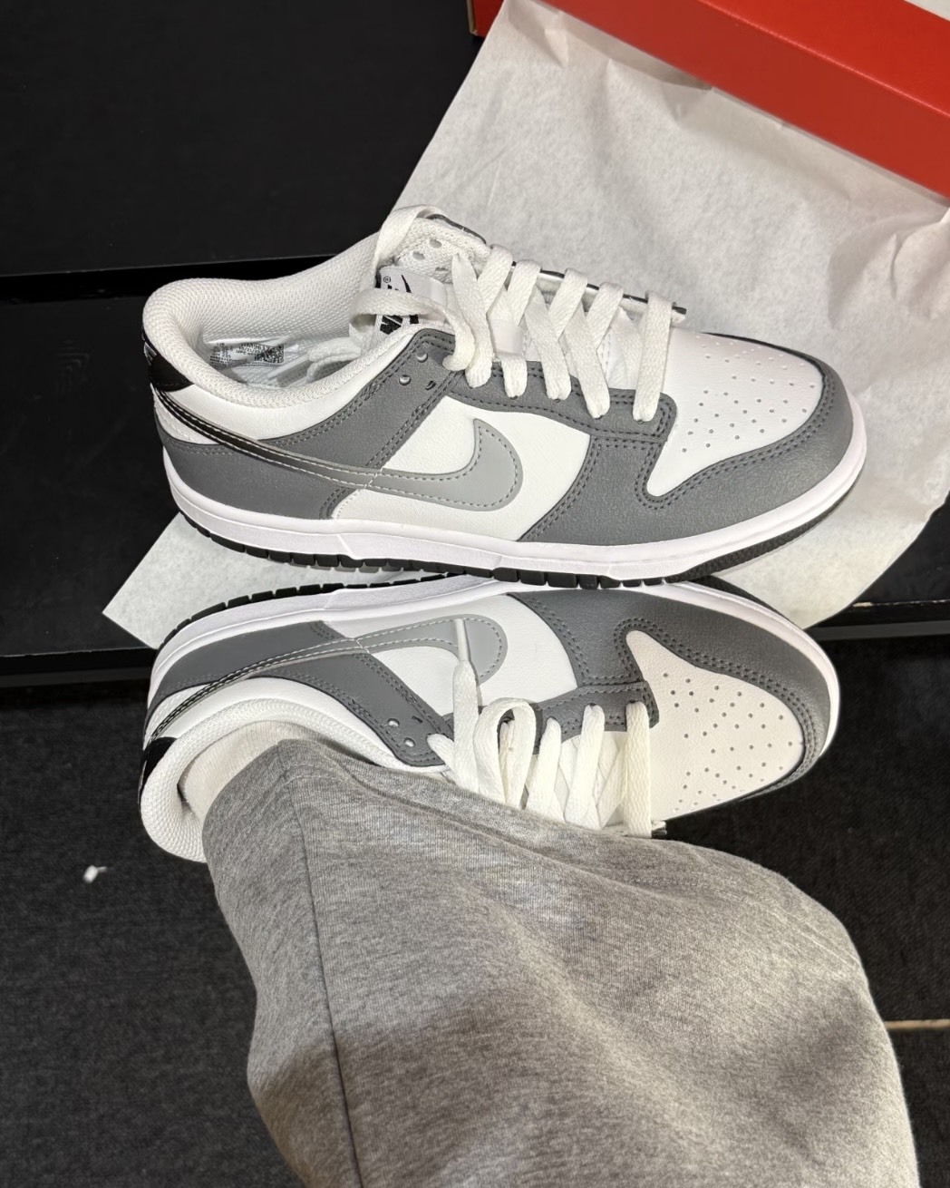 <女孩專屬>Nike Dunk Low 漸變勾勾 皮革 灰銀
