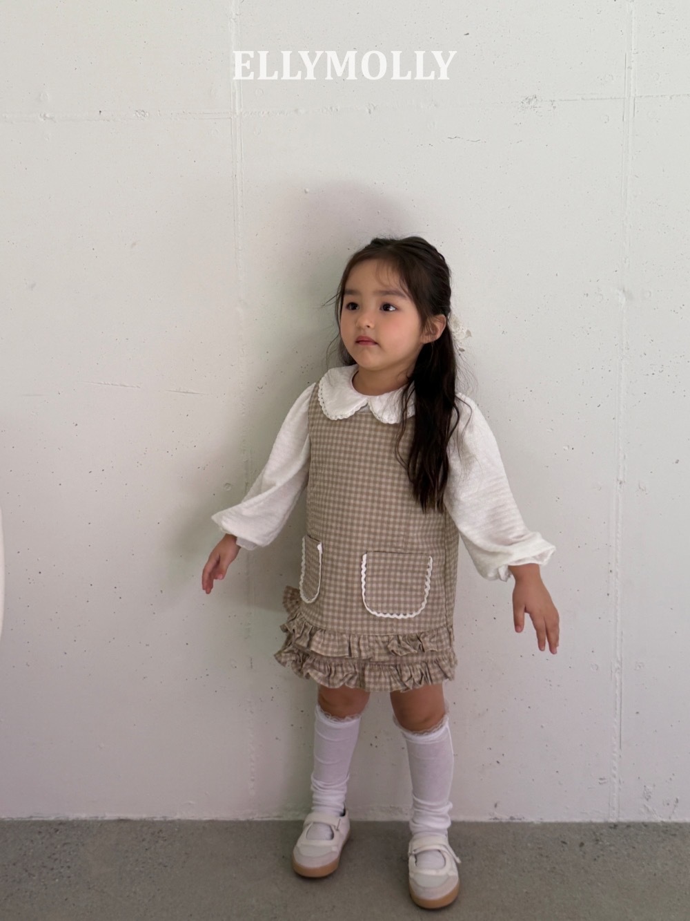 Ellymolly 娃娃圓領抓皺上衣 / 2色